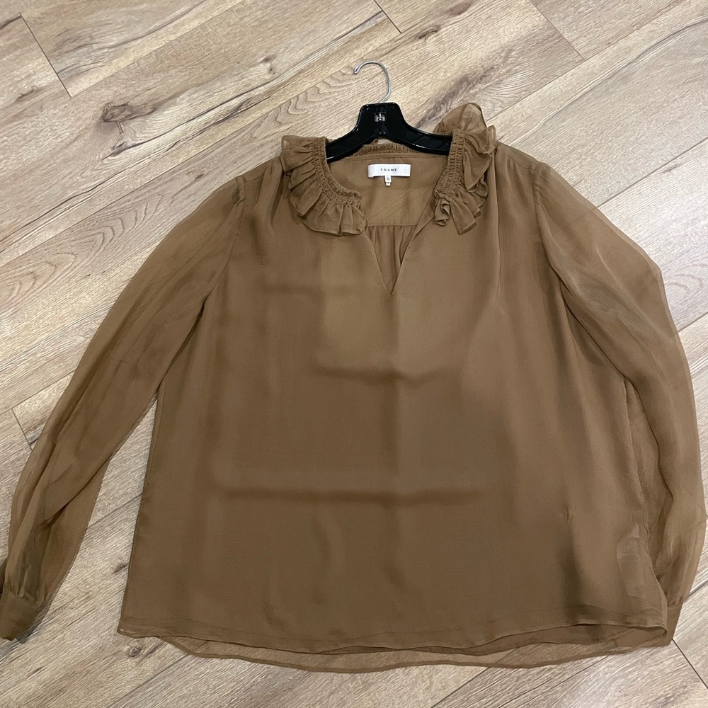 Frame Denim Brown Ruffled Blouse